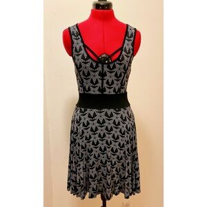 Killstar pentagram print fit & flare strappy chest skater dress S occult goth